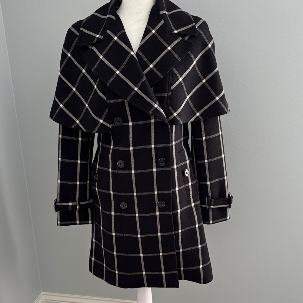 The Limited Scandal Collection Women's Black Plaid Double-Breasted Coat